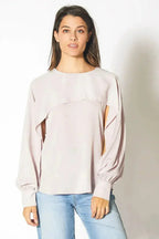 Long Open Sleeve Blouse in Pink Chiffon | Femstylo - SJB-DIAMOND ELITES
