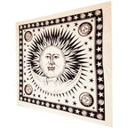 Sun And Crescent Moon Tie Dye Tapestry Wall Hanging