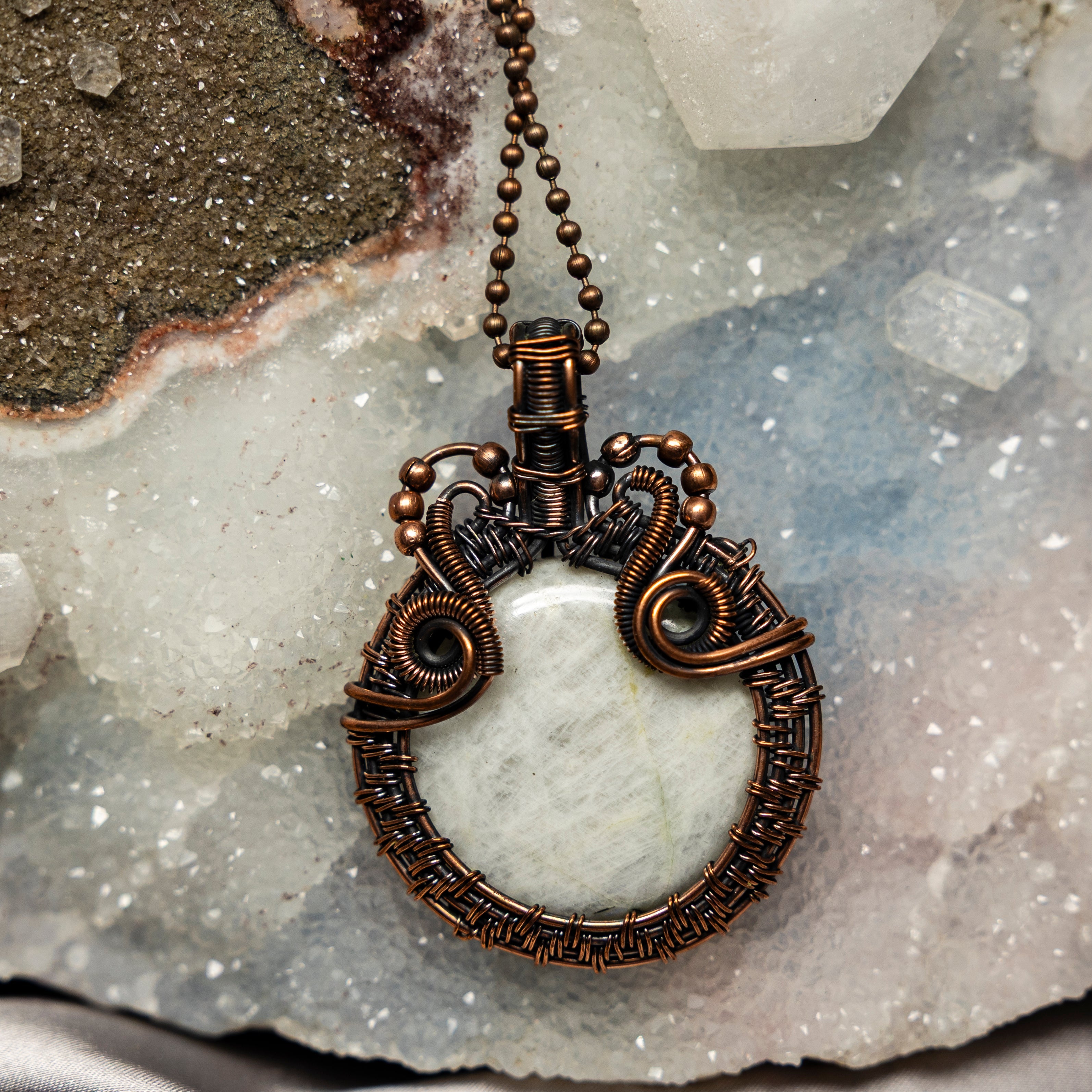 White Quartz Wire Wrap Crystal Pendant - Crown Chakra - SJB-DIAMOND ELITES