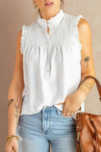 White Mock Neck Tank Top - SJB-DIAMOND ELITES