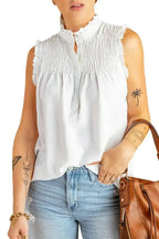 White Mock Neck Tank Top - SJB-DIAMOND ELITES