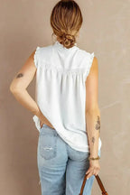 White Mock Neck Tank Top - SJB-DIAMOND ELITES