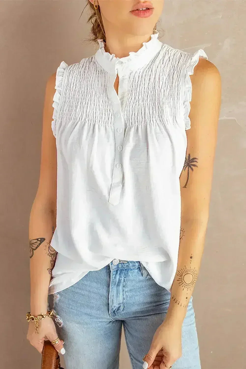 White Mock Neck Tank Top - SJB-DIAMOND ELITES