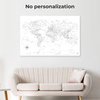 World Map on Canvas - White - SJB-DIAMOND ELITES
