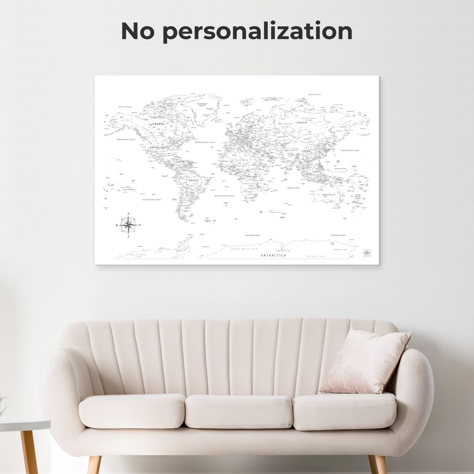 World Map on Canvas - White - SJB-DIAMOND ELITES