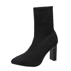 Winter Boots Lady Boots-Women Shoes Zipper Luxury Designer Rubber High Heel Ankle Fashion Rome Solid PU Basic Square Toe - SJB-DIAMOND ELITES