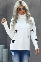 Turtleneck Star Print Sweater - SJB-DIAMOND ELITES