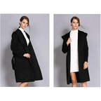 Women's Double-Sided Cashmere Wool Coat - Long Hooded Buttonless Mid-Length Coat with Lace-Up Design - SJB-DIAMOND ELITES