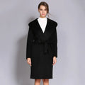 Women's Double-Sided Cashmere Wool Coat - Long Hooded Buttonless Mid-Length Coat with Lace-Up Design - SJB-DIAMOND ELITES