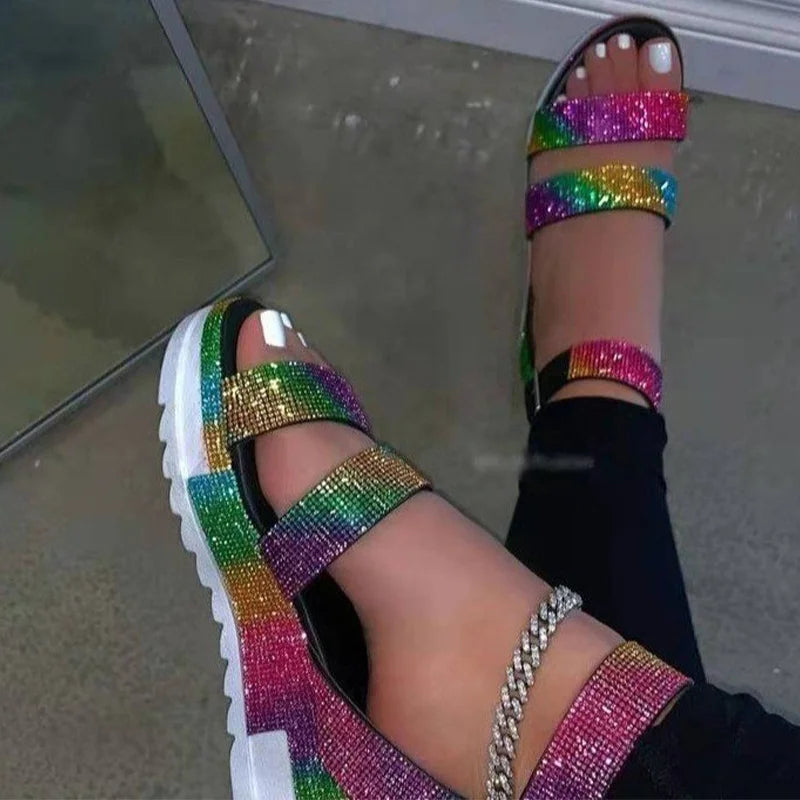 Women Gladiator Sandals Ladies Buckle Strap Snake Print Woman Shoes Casual Flat Platform Colorful Female Beach Sandals Summer - SJB-DIAMOND ELITES