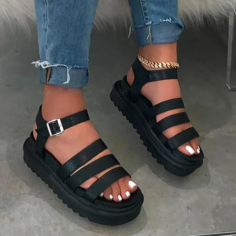 Women Gladiator Sandals Ladies Buckle Strap Snake Print Woman Shoes Casual Flat Platform Colorful Female Beach Sandals Summer - SJB-DIAMOND ELITES