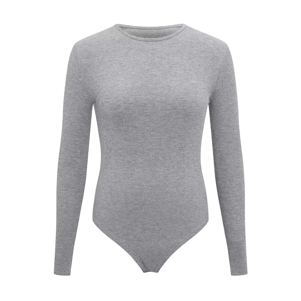 Women Long Sleeve O neck Tight Skinny Skims Style replacement Ribbed Bodysuit - SJB-DIAMOND ELITES