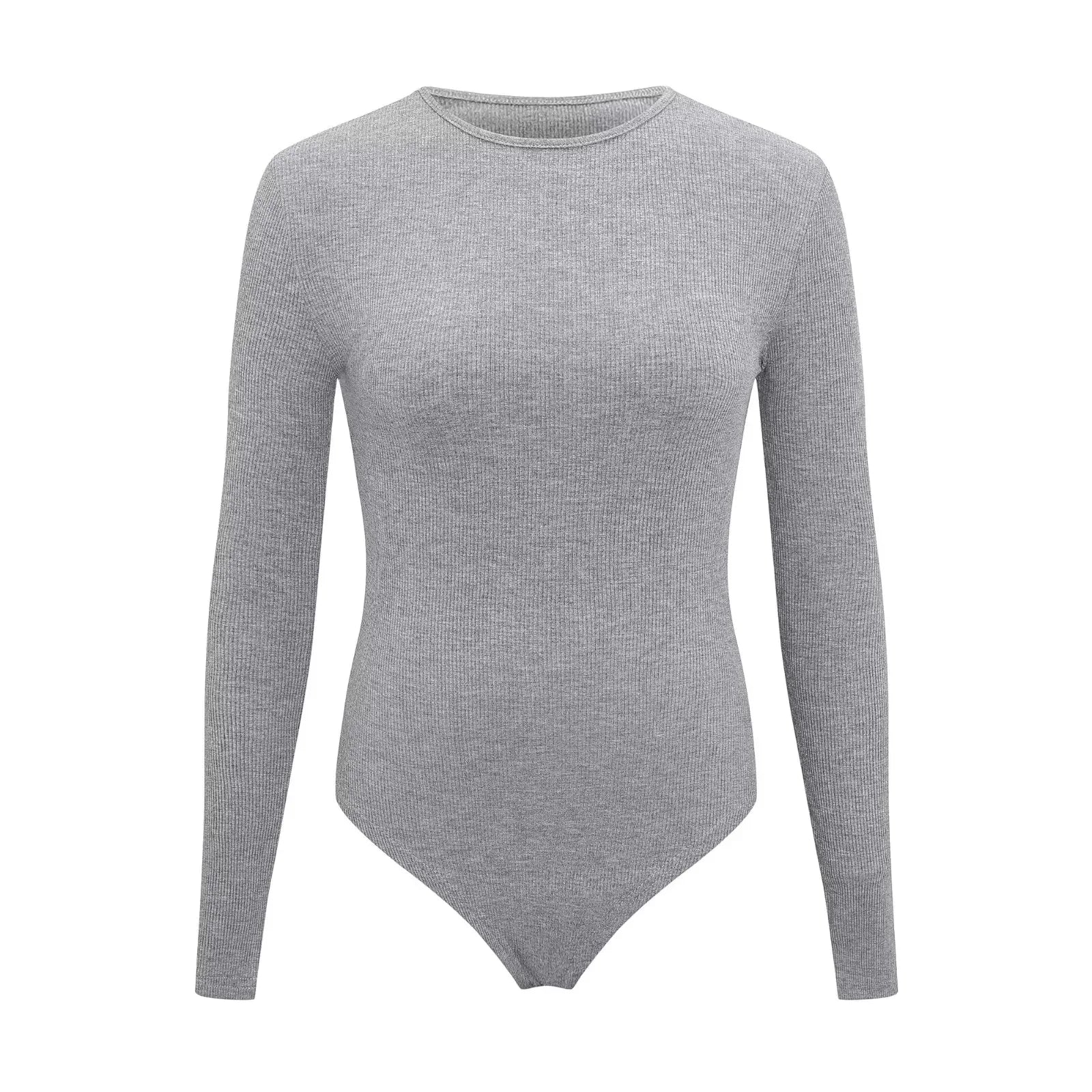 Women Long Sleeve O neck Tight Skinny Skims Style replacement Ribbed Bodysuit - SJB-DIAMOND ELITES