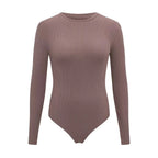 Women Long Sleeve O neck Tight Skinny Skims Style replacement Ribbed Bodysuit - SJB-DIAMOND ELITES