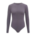 Women Long Sleeve O neck Tight Skinny Skims Style replacement Ribbed Bodysuit - SJB-DIAMOND ELITES