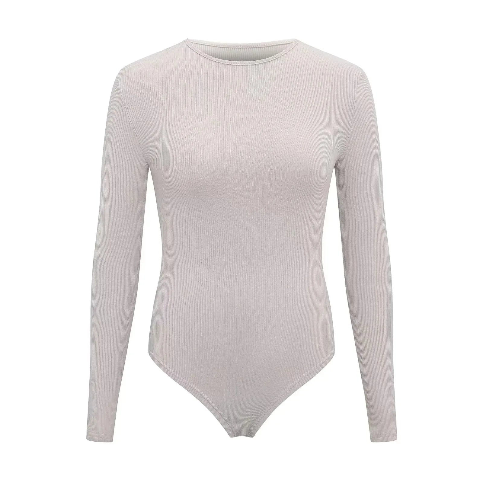Women Long Sleeve O neck Tight Skinny Skims Style replacement Ribbed Bodysuit - SJB-DIAMOND ELITES