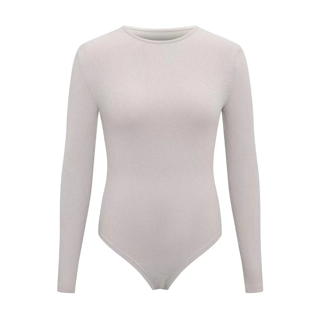 Women Long Sleeve O neck Tight Skinny Skims Style replacement Ribbed Bodysuit - SJB-DIAMOND ELITES