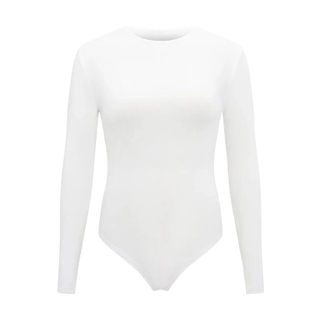 Women Long Sleeve O neck Tight Skinny Skims Style replacement Ribbed Bodysuit - SJB-DIAMOND ELITES