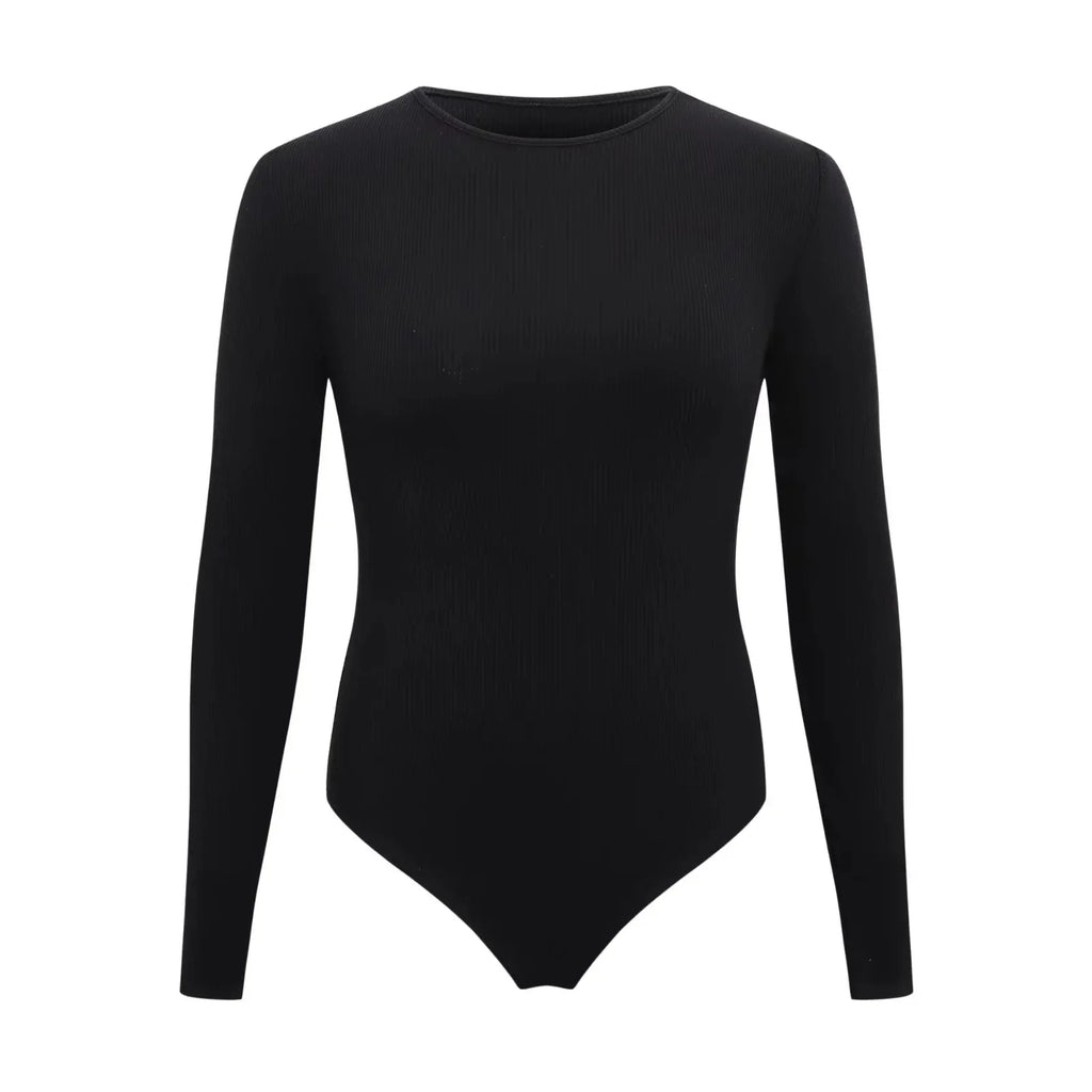 Women Long Sleeve O neck Tight Skinny Skims Style replacement Ribbed Bodysuit - SJB-DIAMOND ELITES