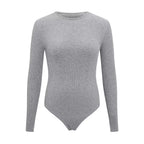 Women Long Sleeve O neck Tight Skinny Skims Style replacement Ribbed Bodysuit - SJB-DIAMOND ELITES