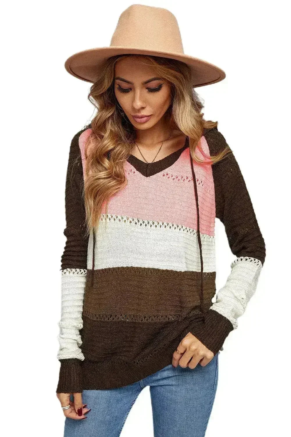 Women's Brown Beach Bonfire Knitted Hoodie - SJB-DIAMOND ELITES