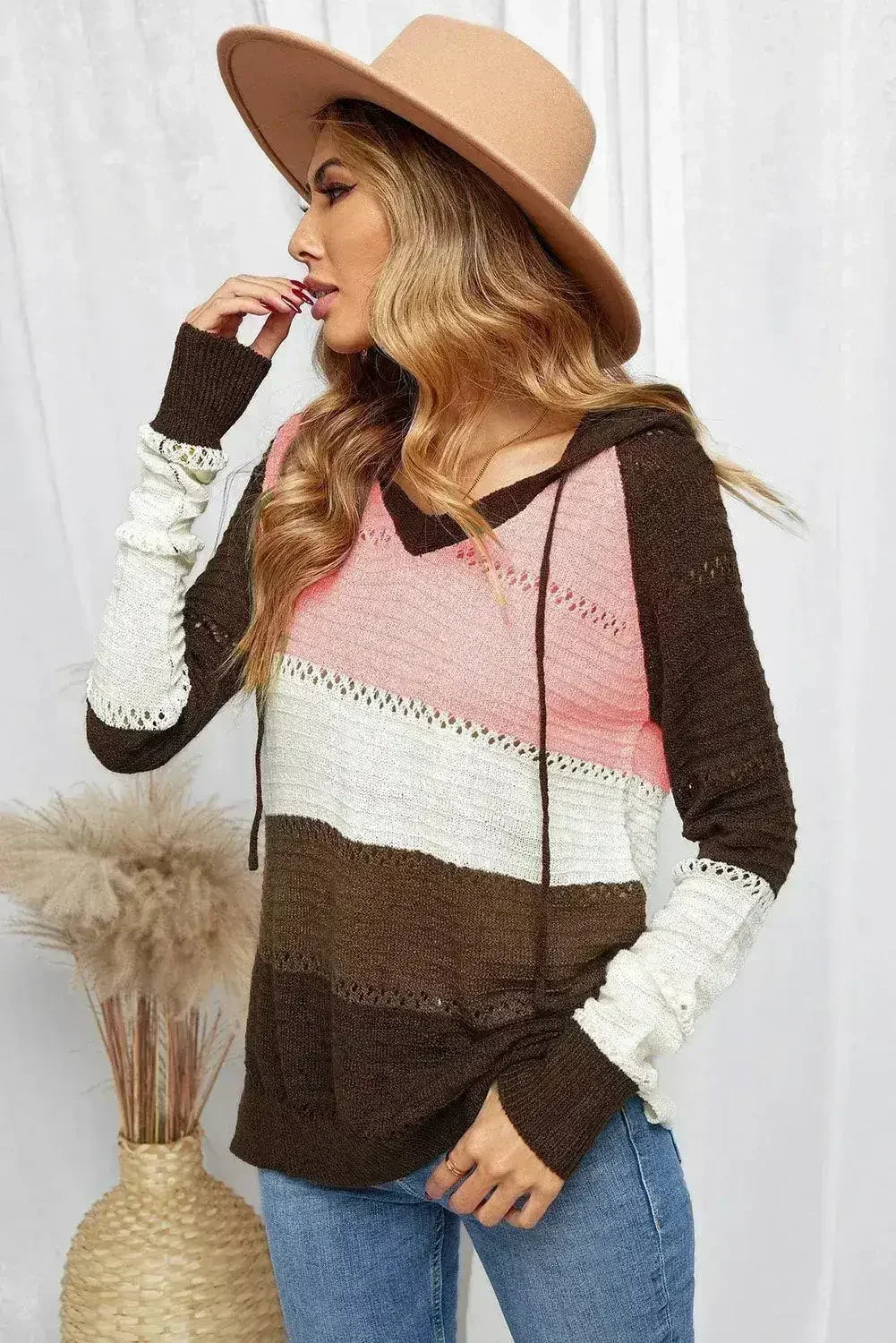 Women's Brown Beach Bonfire Knitted Hoodie - SJB-DIAMOND ELITES