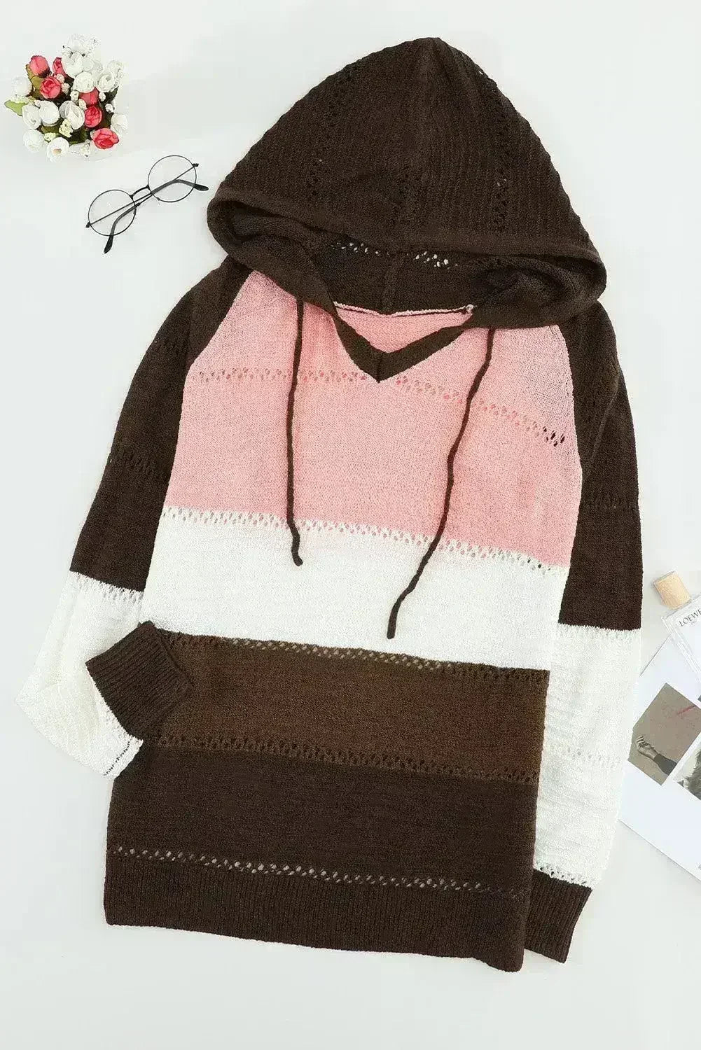 Women's Brown Beach Bonfire Knitted Hoodie - SJB-DIAMOND ELITES
