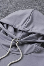 Women's Gray Floral Splicing Cowl Neck Hoodie - SJB-DIAMOND ELITES