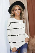 Women's White Tie-dye Stripes Sweatshirt - SJB-DIAMOND ELITES