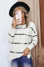 Women's White Tie-dye Stripes Sweatshirt - SJB-DIAMOND ELITES