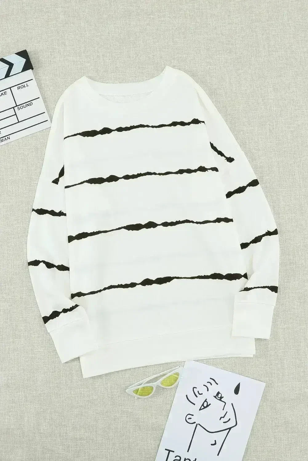 Women's White Tie-dye Stripes Sweatshirt - SJB-DIAMOND ELITES