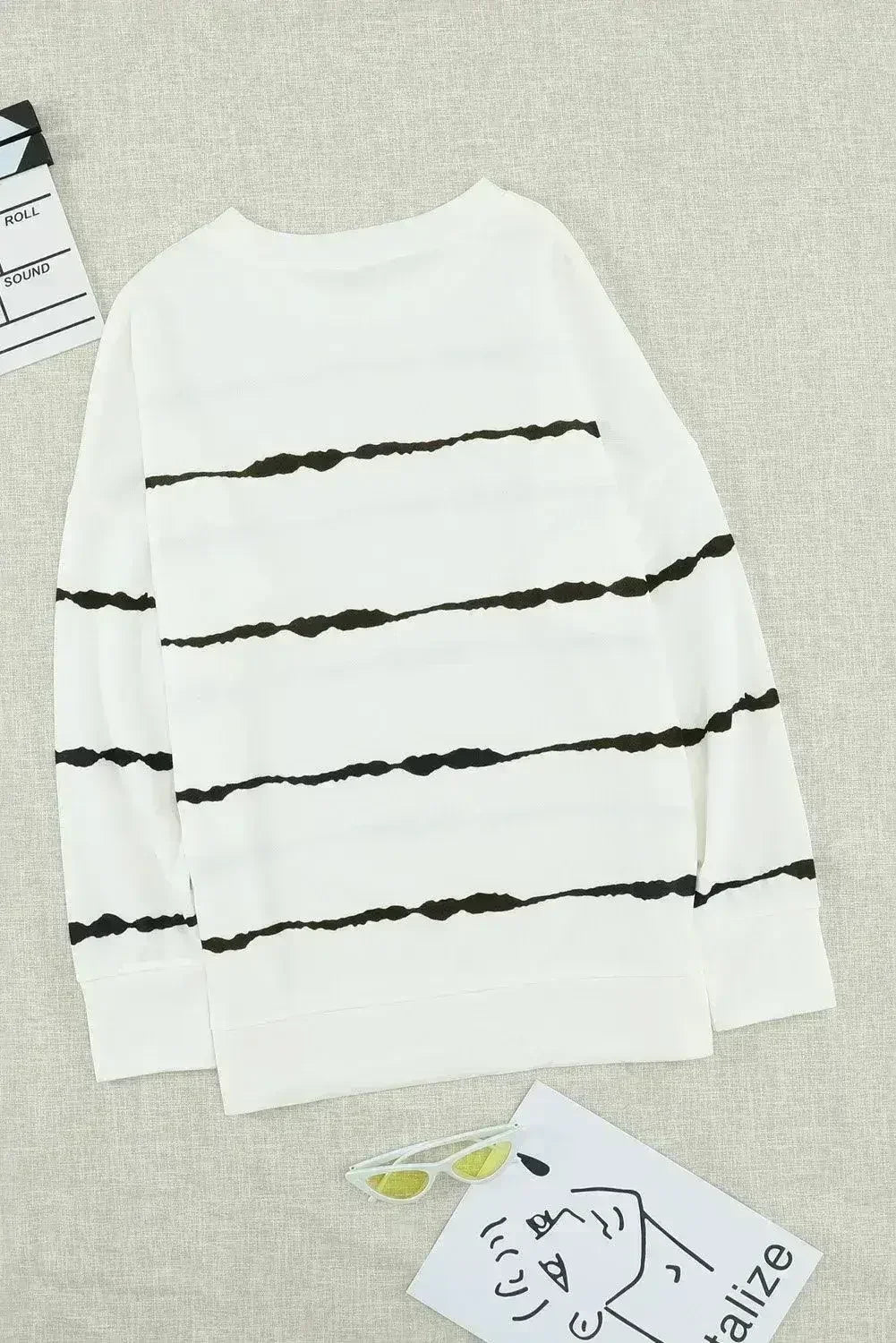 Women's White Tie-dye Stripes Sweatshirt - SJB-DIAMOND ELITES