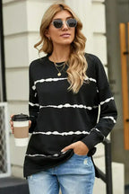 Womens Tie-dye Stripes Black Sweatshirt - SJB-DIAMOND ELITES