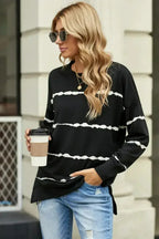 Womens Tie-dye Stripes Black Sweatshirt - SJB-DIAMOND ELITES