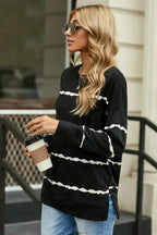 Womens Tie-dye Stripes Black Sweatshirt - SJB-DIAMOND ELITES