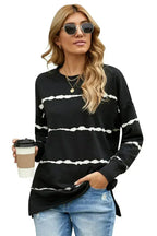 Womens Tie-dye Stripes Black Sweatshirt - SJB-DIAMOND ELITES