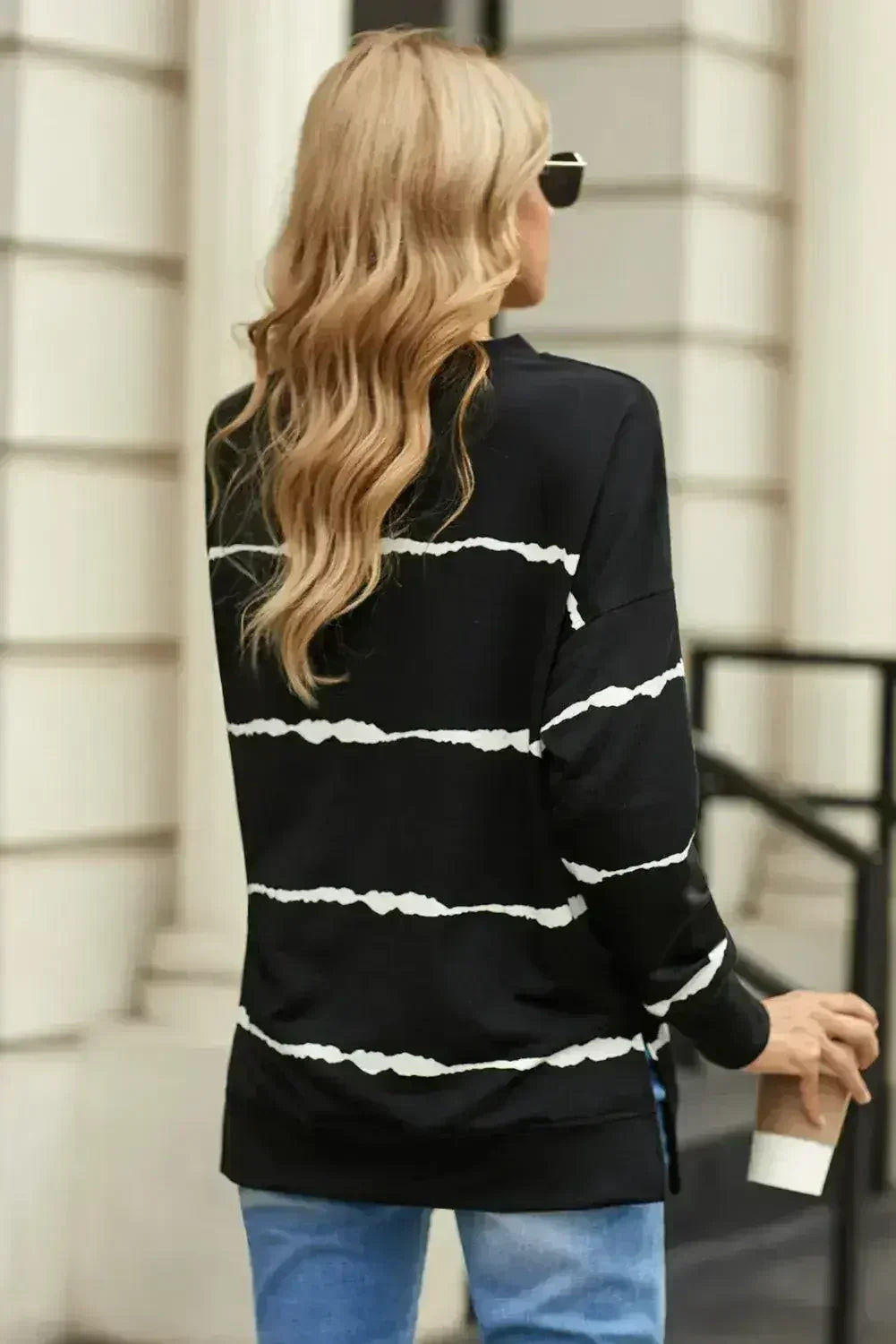 Womens Tie-dye Stripes Black Sweatshirt - SJB-DIAMOND ELITES