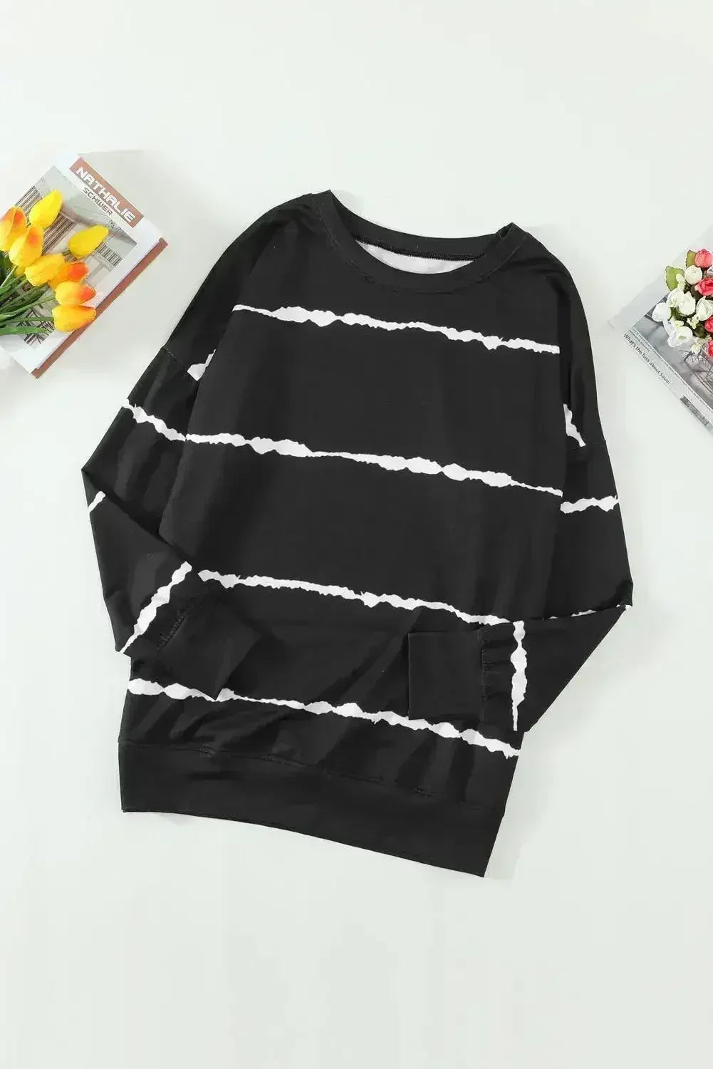 Womens Tie-dye Stripes Black Sweatshirt - SJB-DIAMOND ELITES