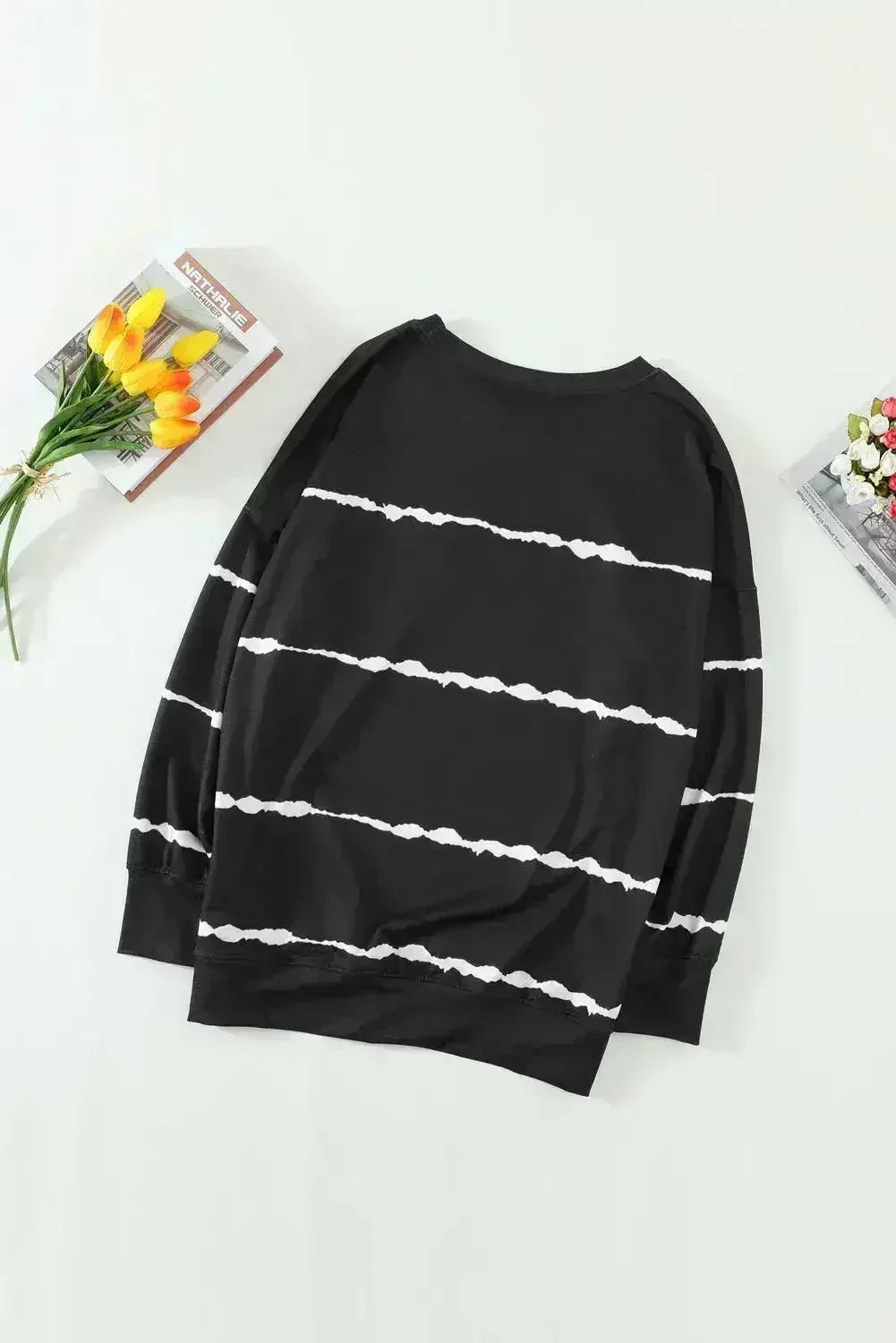 Womens Tie-dye Stripes Black Sweatshirt - SJB-DIAMOND ELITES