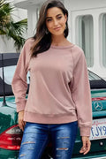 Womens Pink French Terry Cotton Blend Pullover Sweatshirt - SJB-DIAMOND ELITES