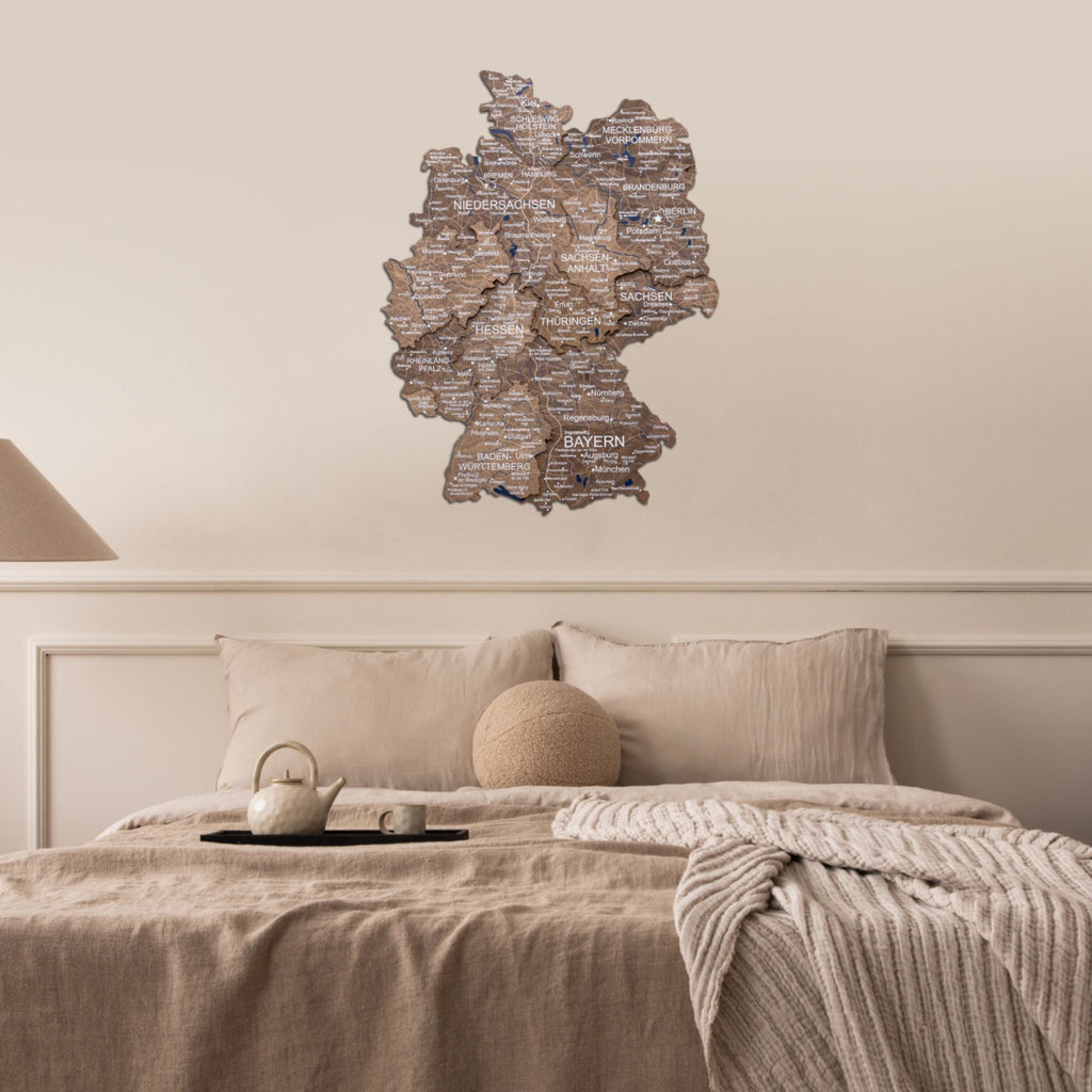 3D Germany Wooden Map Dark Walnut - SJB-DIAMOND ELITES