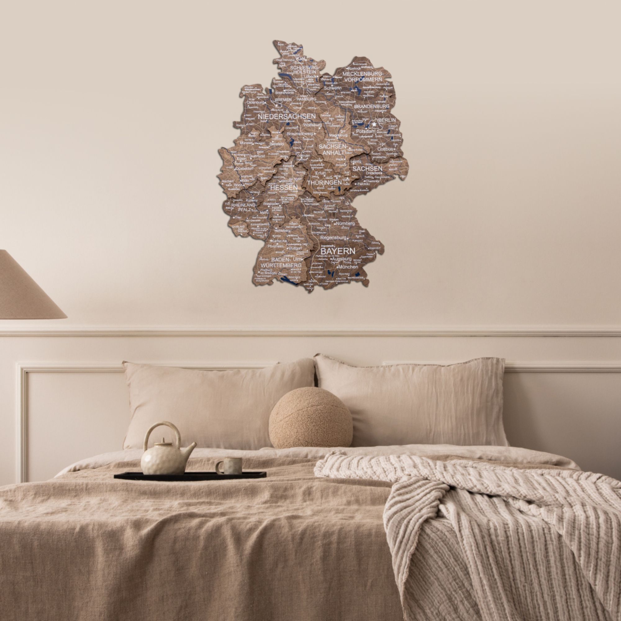 3D Germany Wooden Map Dark Walnut - SJB-DIAMOND ELITES