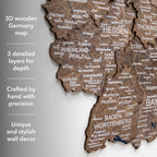 3D Germany Wooden Map Dark Walnut - SJB-DIAMOND ELITES