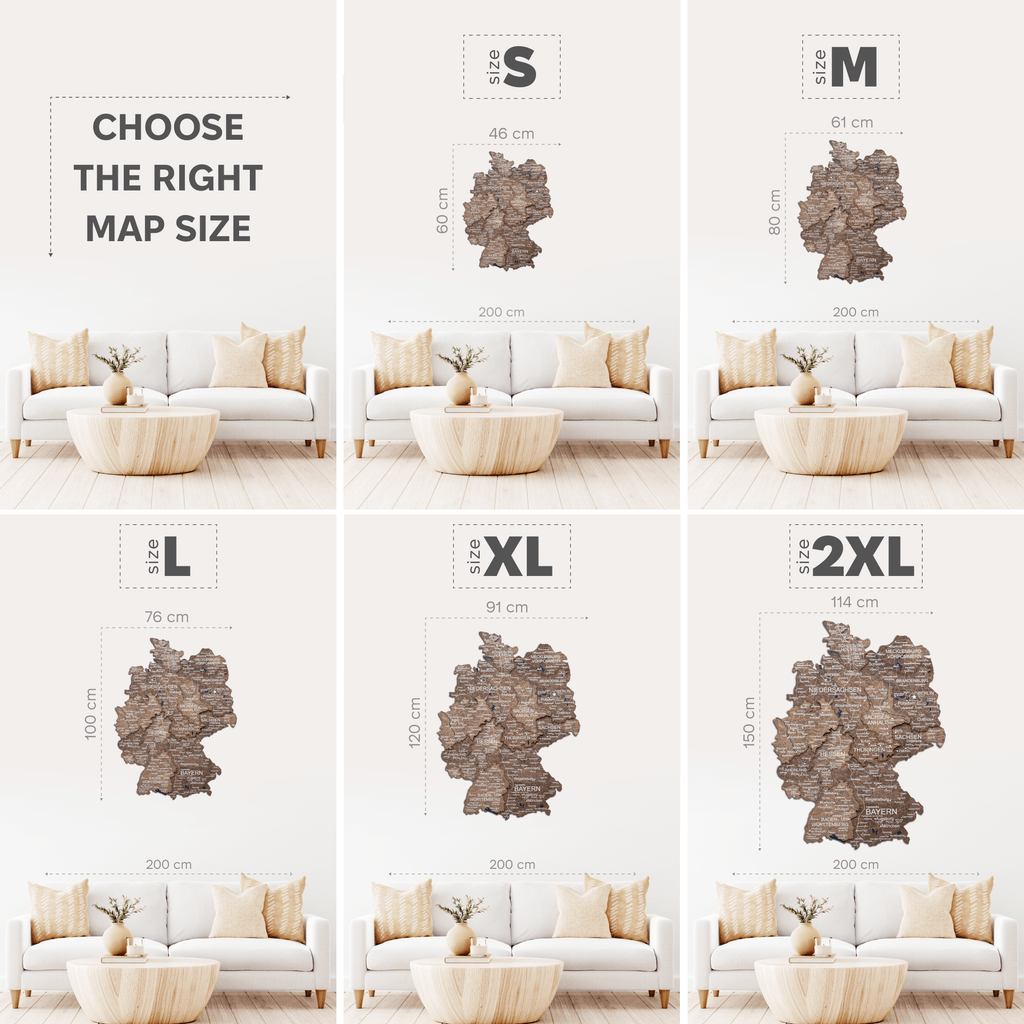 3D Germany Wooden Map Dark Walnut - SJB-DIAMOND ELITES