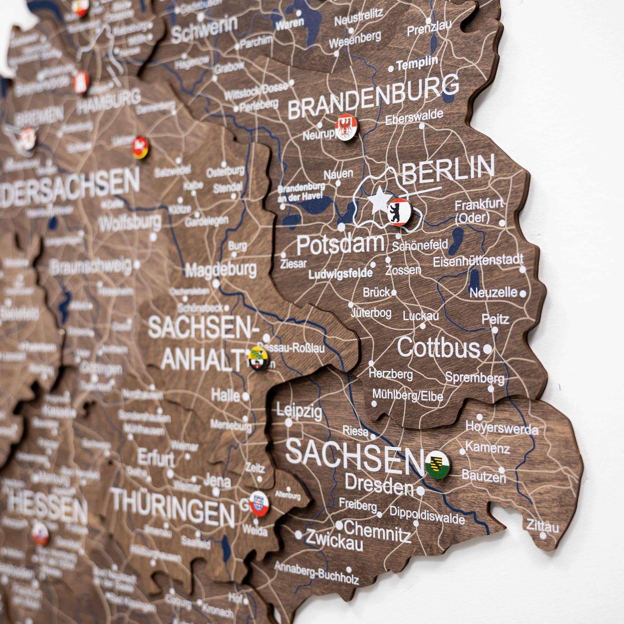 3D Germany Wooden Map Dark Walnut - SJB-DIAMOND ELITES