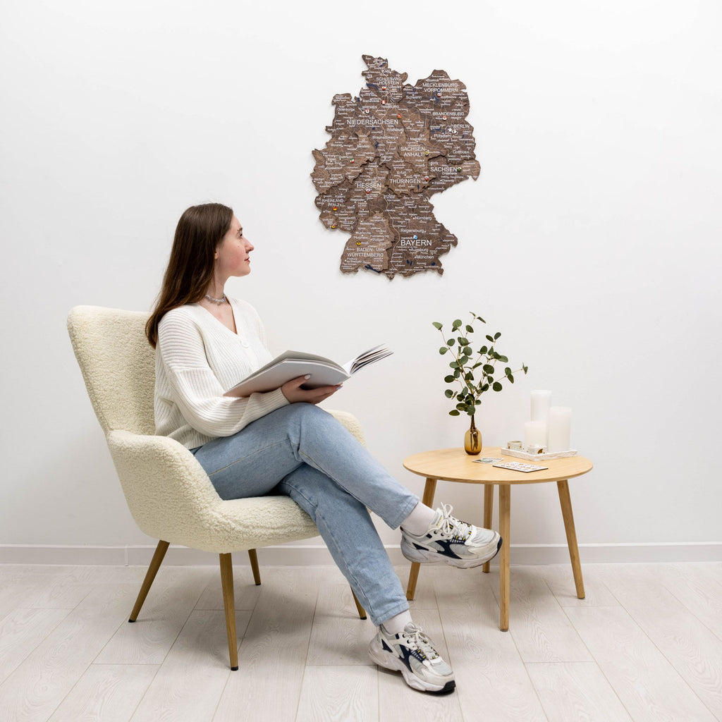3D Germany Wooden Map Dark Walnut - SJB-DIAMOND ELITES
