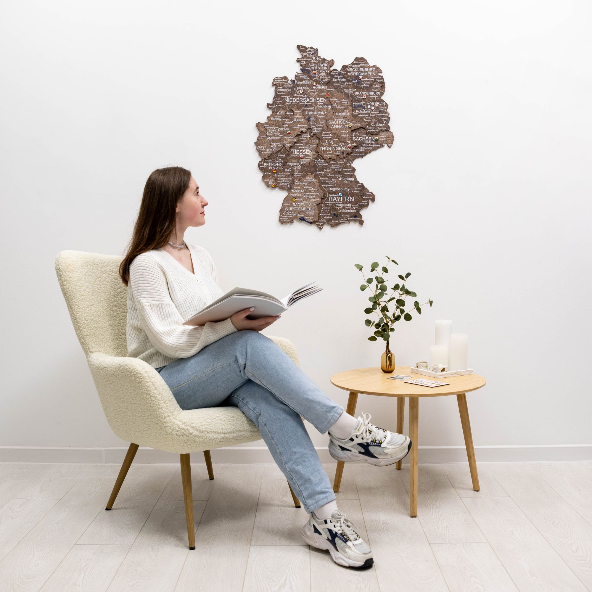 3D Germany Wooden Map Dark Walnut - SJB-DIAMOND ELITES