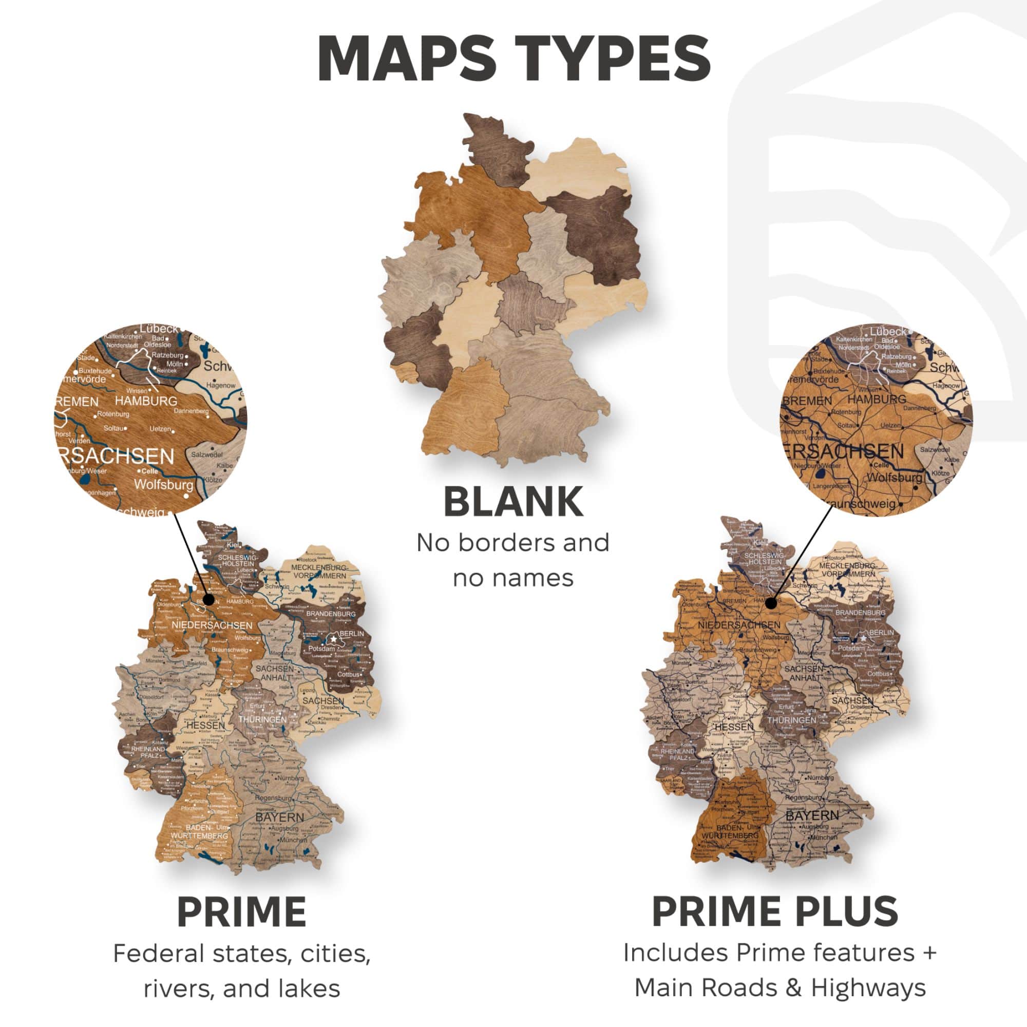 3D Germany Wooden Map Multicolor Enjoy The Wood