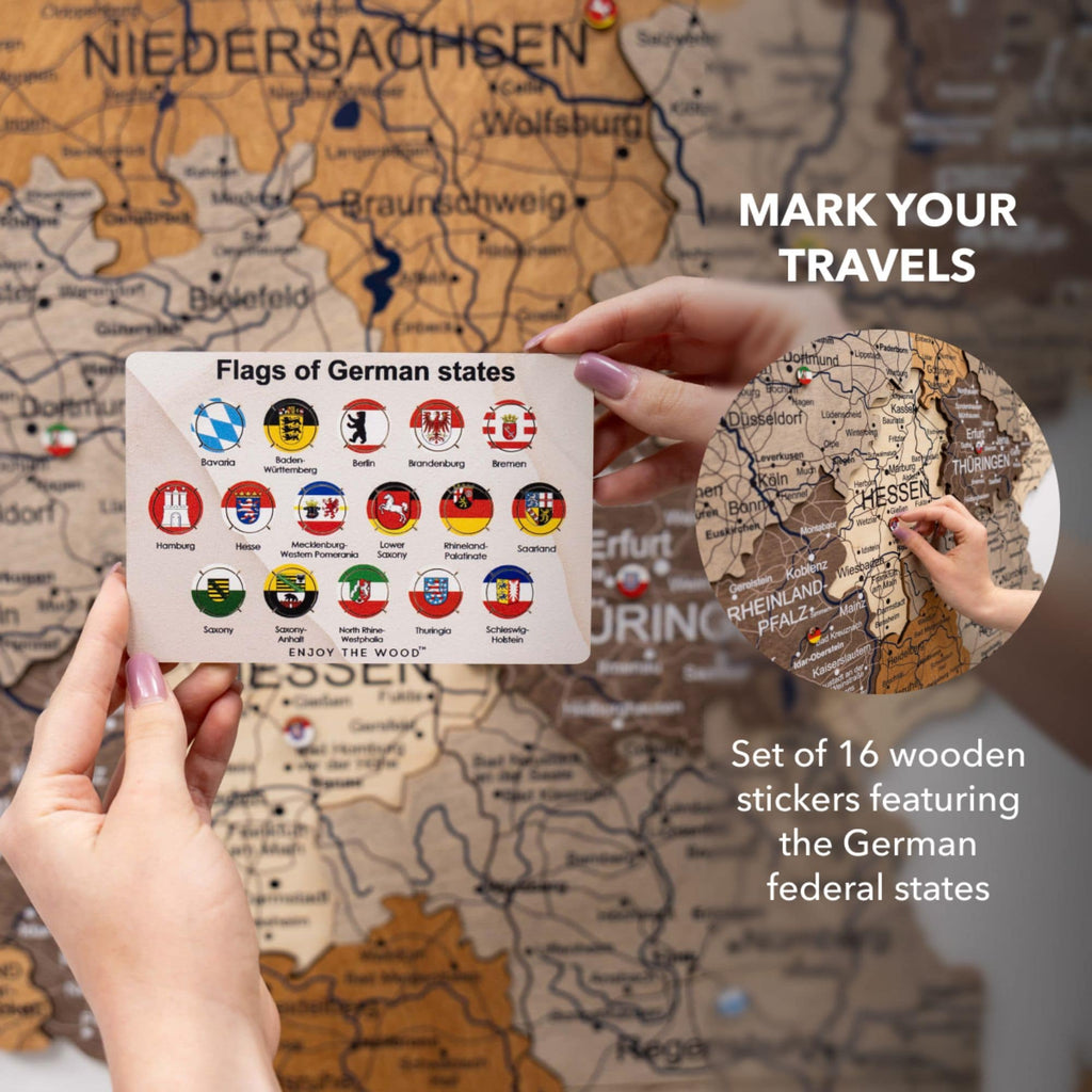 3D Germany Wooden Map Multicolor Enjoy The Wood