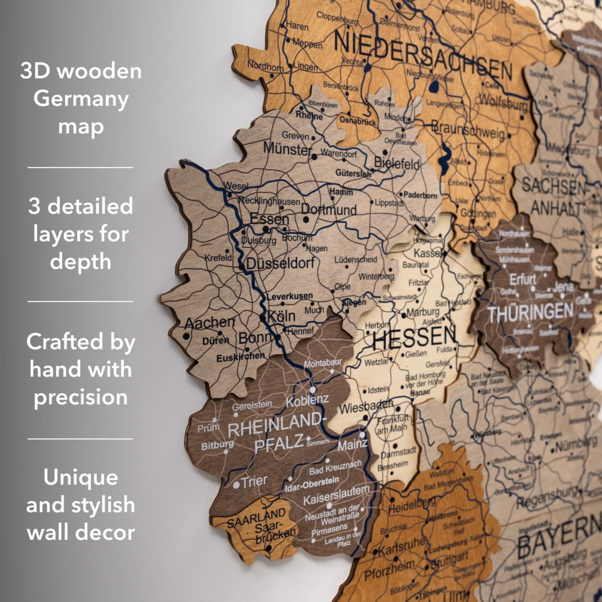 3D Germany Wooden Map Multicolor Enjoy The Wood